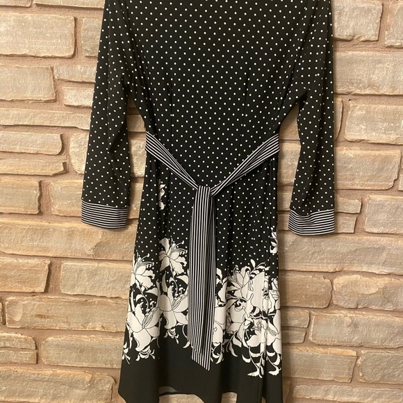 Bcbgmaxazria Black and White Mixed Print Dress Long Sleeves Size S - Picture 7 of 12